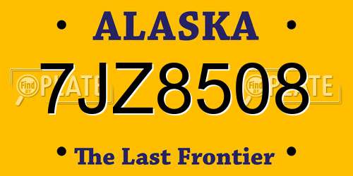 7JZ8508 Alaska License Plate
