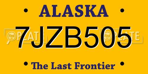 7JZB505 Alaska License Plate