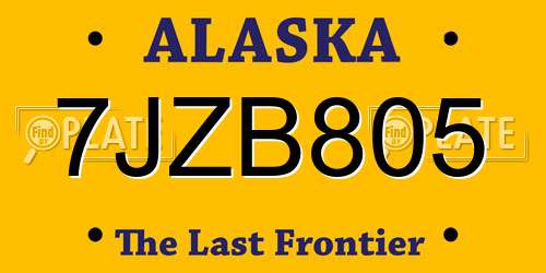 7JZB805 Alaska License Plate