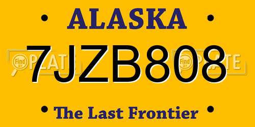 7JZB808 Alaska License Plate