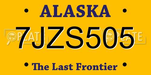 7JZS505 Alaska License Plate