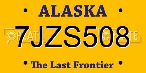 7JZS508 Alaska License Plate