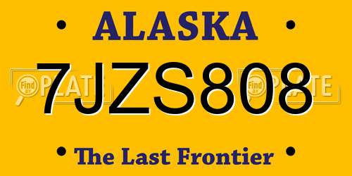 7JZS808 Alaska License Plate