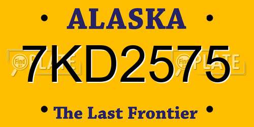 7KD2575 Alaska License Plate