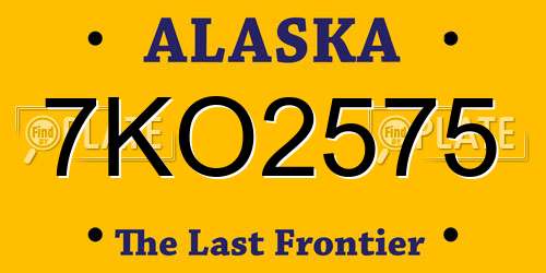 7KO2575 Alaska License Plate