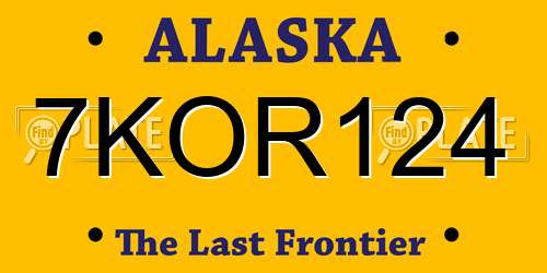 7KOR124 Alaska License Plate