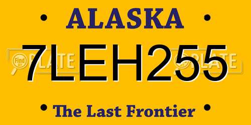 7LEH255 Alaska License Plate