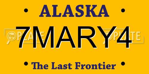 7MARY4 Alaska License Plate