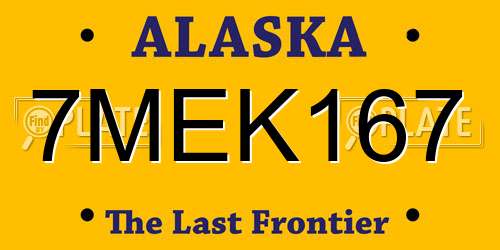 7MEK167 Alaska License Plate