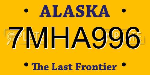 7MHA996 Alaska License Plate
