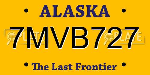 7MVB727 Alaska License Plate