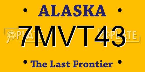 7MVT43 Alaska License Plate