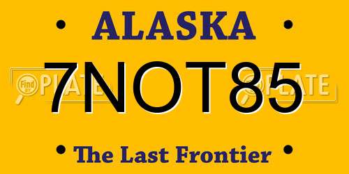 7NOT85 Alaska License Plate
