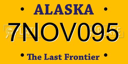 7NOV095 Alaska License Plate