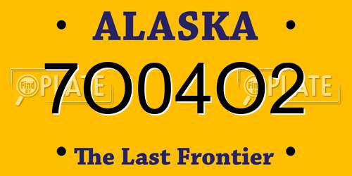 7O04O2 Alaska License Plate