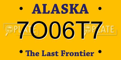 7O06T7 Alaska License Plate