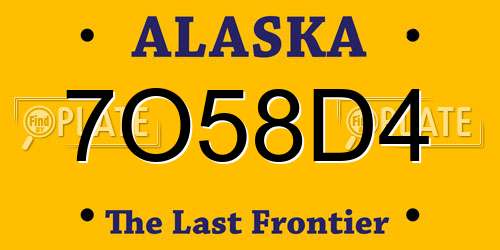 7O58D4 Alaska License Plate