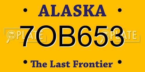 7OB653 Alaska License Plate