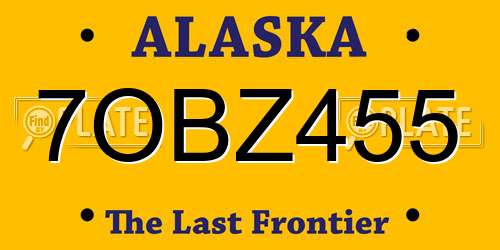7OBZ455 Alaska License Plate