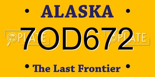 7OD672 Alaska License Plate