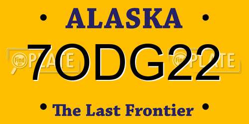 7ODG22 Alaska License Plate