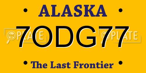 7ODG77 Alaska License Plate
