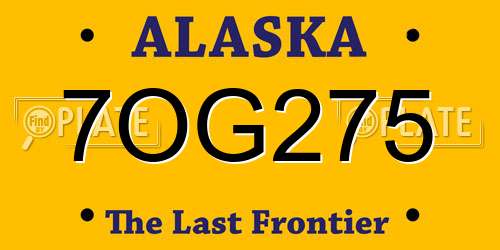 7OG275 Alaska License Plate