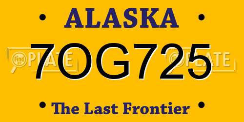 7OG725 Alaska License Plate