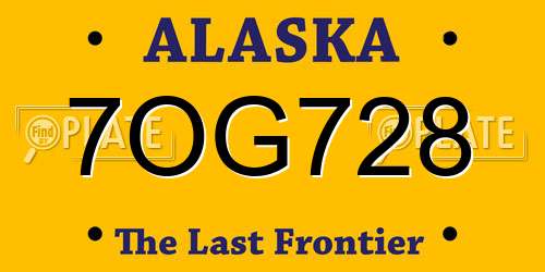 7OG728 Alaska License Plate