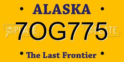 7OG775 Alaska License Plate