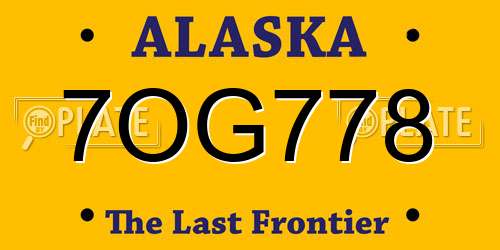 7OG778 Alaska License Plate