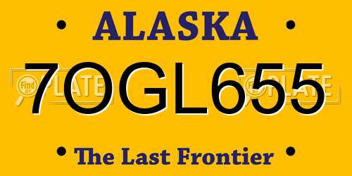 7OGL655 Alaska License Plate