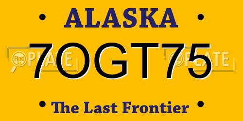 7OGT75 Alaska License Plate