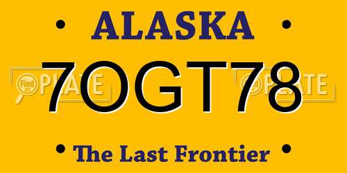 7OGT78 Alaska License Plate