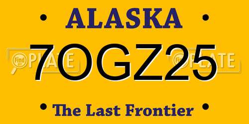 7OGZ25 Alaska License Plate