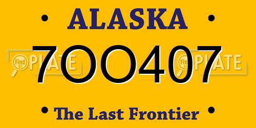 7OO407 Alaska License Plate