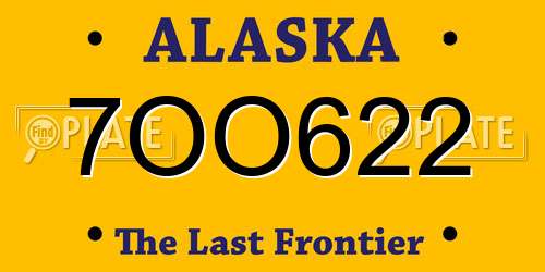 7OO622 Alaska License Plate