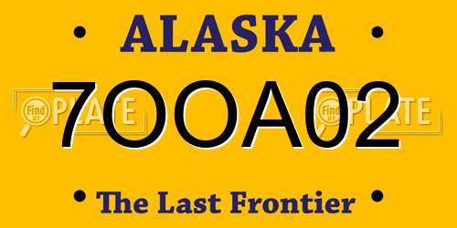 7OOA02 Alaska License Plate