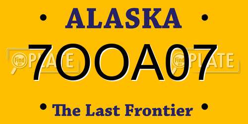 7OOA07 Alaska License Plate