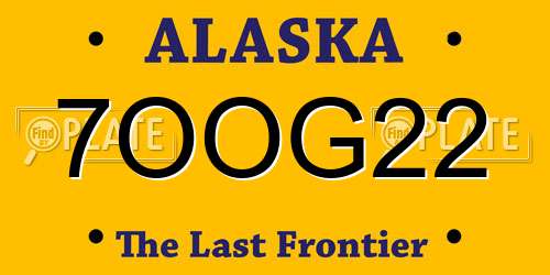 7OOG22 Alaska License Plate