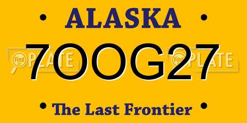 7OOG27 Alaska License Plate