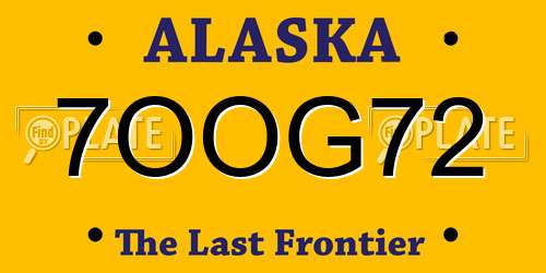 7OOG72 Alaska License Plate