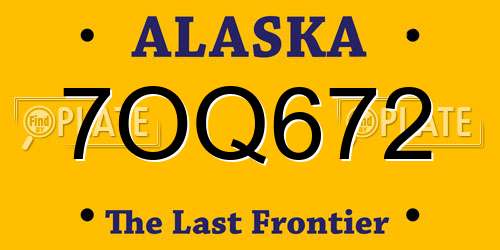 7OQ672 Alaska License Plate