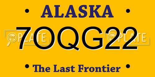 7OQG22 Alaska License Plate