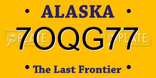 7OQG77 Alaska License Plate