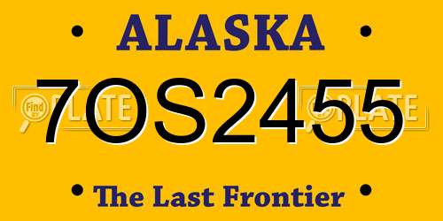 7OS2455 Alaska License Plate