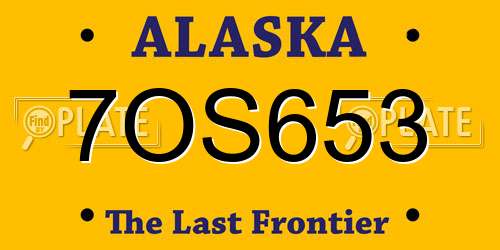 7OS653 Alaska License Plate