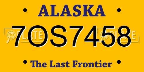 7OS7458 Alaska License Plate