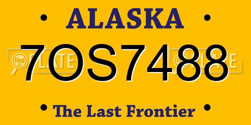 7OS7488 Alaska License Plate