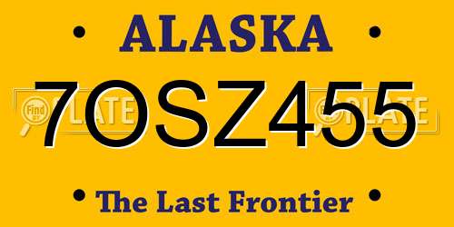 7OSZ455 Alaska License Plate